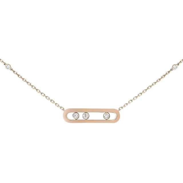 Crystal Cascade  Trio Rose Necklace