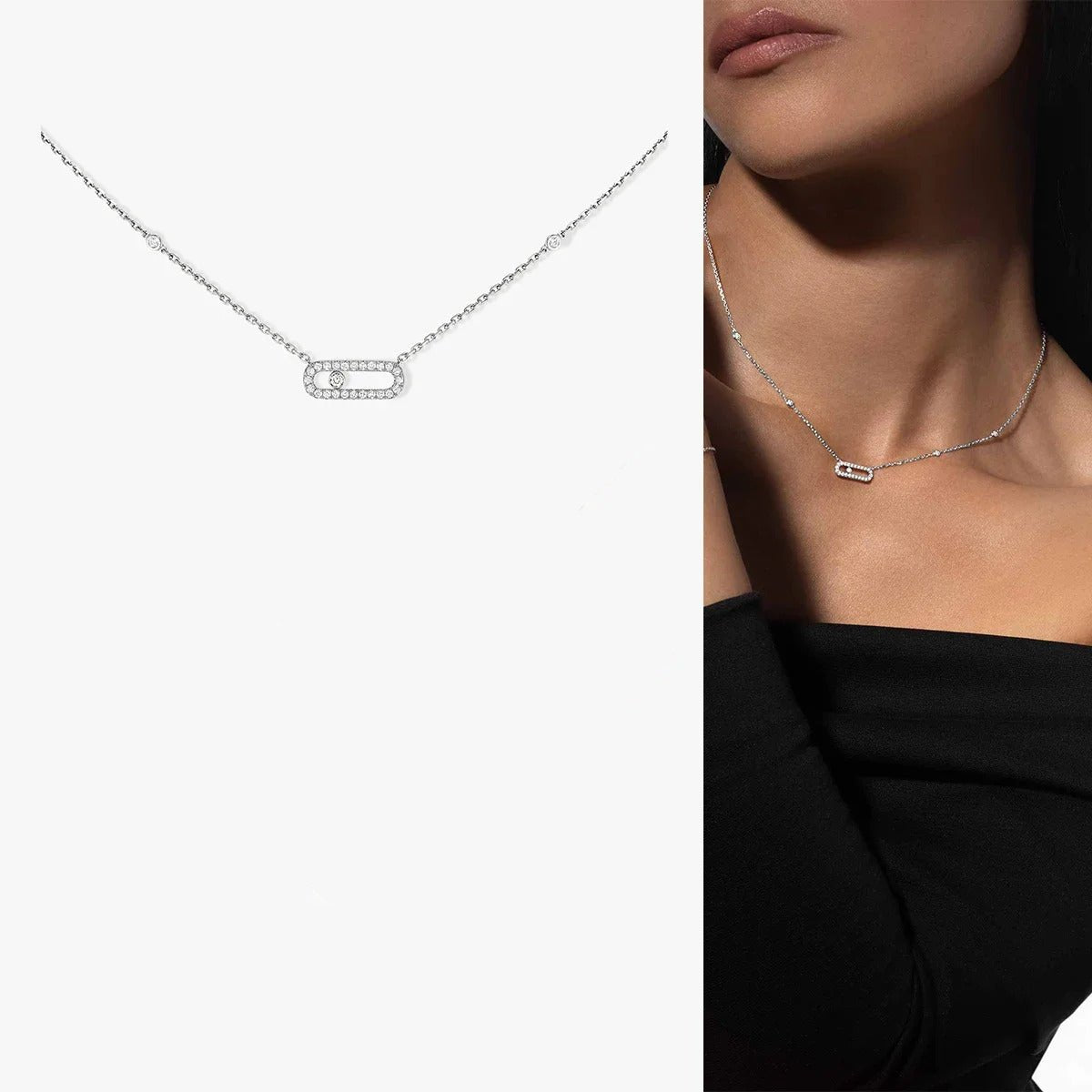 Crystal Cascade  Uno Silver Necklace