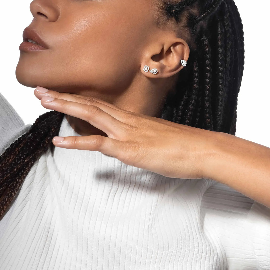 Elegance Of Duo Silver Earring