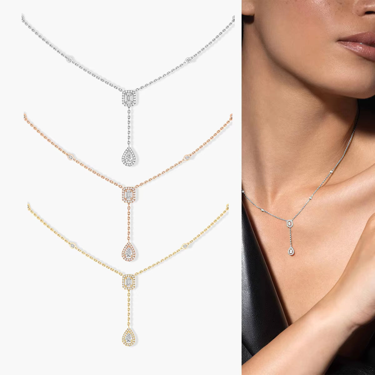 Eternal Romance Duo Gold Pendant Necklace