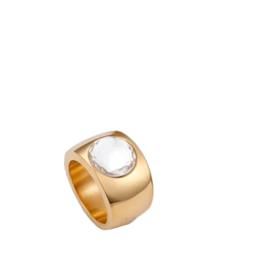 Moonlit Melody Ring Crystal Gold