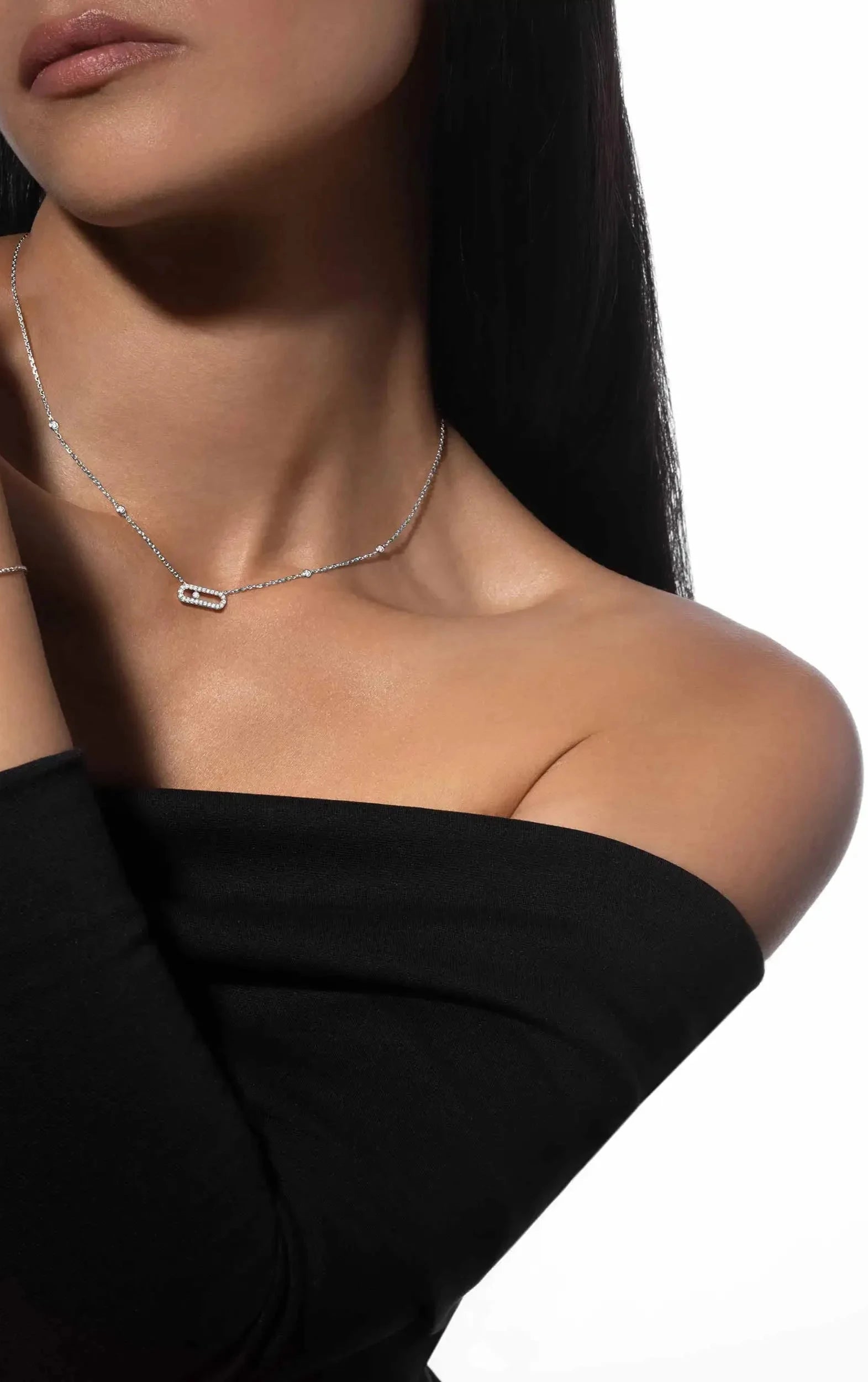 Crystal Cascade  Uno Silver Necklace