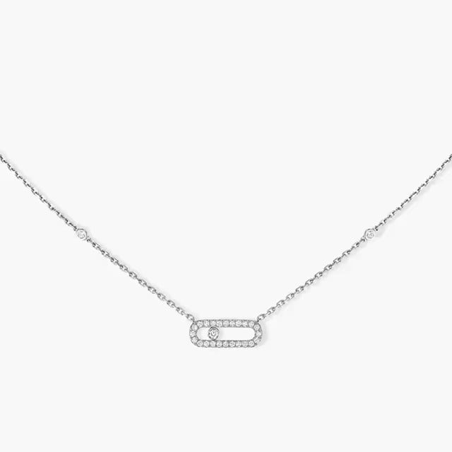 Crystal Cascade  Uno Silver Necklace