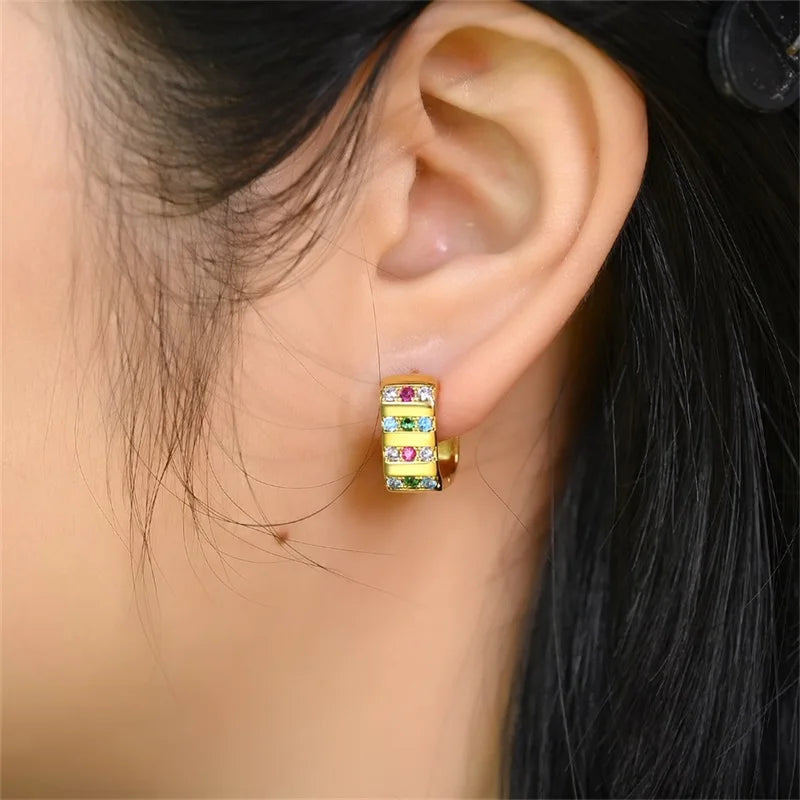 Golden Spectrum Hoop Earring