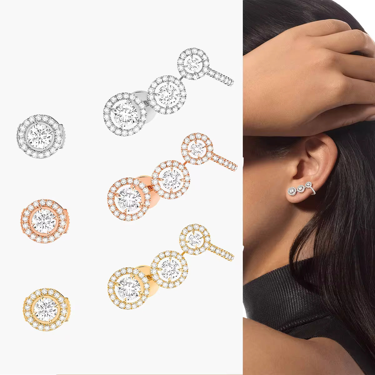 Trinity of Elegance Gold Earring