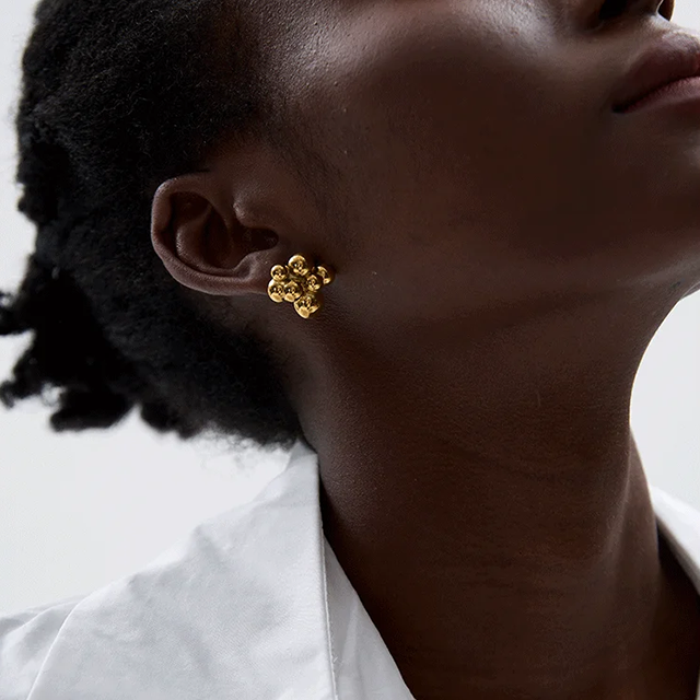 Creative Bubble Studs Gold Earring